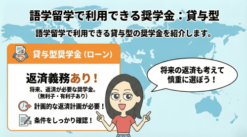 語学留学で利用できる奨学金：貸与型